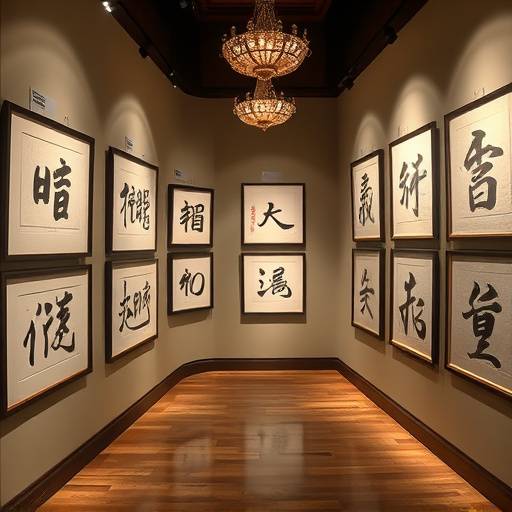 書道作品が展示されている様子
